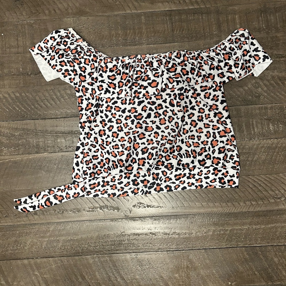 Leopard Print Off-Shoulder Women's Swimsuit